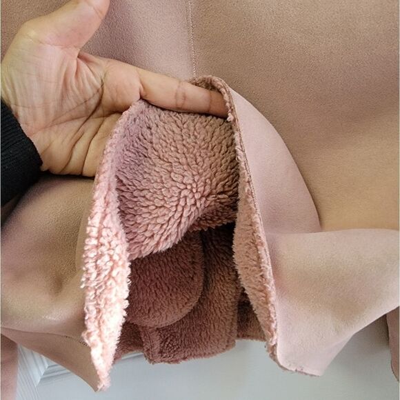 ZARA Pink Shearling Faux Suede Jacket XS - Picture 10 of 11